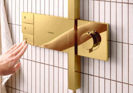 Душова стійка Hansgrohe Raindance Alive S 300 2jet із термостатом золото 24595990