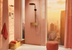 Душевая стойка Hansgrohe Raindance Alive S 300 2jet EcoSmart с термостатом ShowerSelect Comfort бронза 24596140