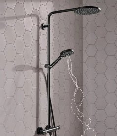 Душевая стойка Hansgrohe Raindance S 240 1jet EcoSmart с термостатом черный матовый 28823670