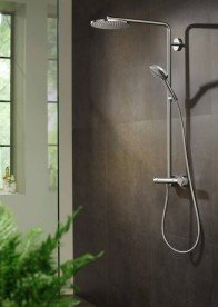 Душова стійка Hansgrohe Raindance Select S Showerpipe 240 1jet з верхнім і ручним душем білий матовий 27633700