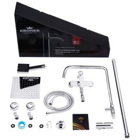Душевая стойка Kroner KRP Armada-C064Q со смесителем и душевым гарнитуром хром CV024339