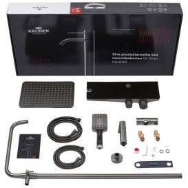 Душевая стойка Kroner KRP Armada-GRP066 со смесителем и душевым гарнитуром графит CV033880