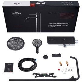 Душевая стойка Kroner KRP Armada-SCH065 со смесителем и душевым гарнитуром хром/черный CV033878