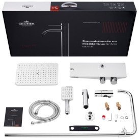 Душова стійка Kroner KRP Armada-W066 із змішувачем та душовим гарнітуром хром/білий CV033879