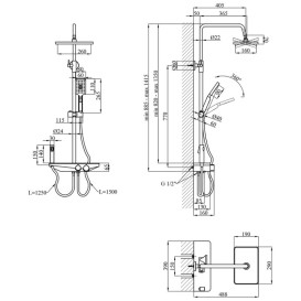 Душова стійка Kroner KRP Armada-W066 із змішувачем та душовим гарнітуром хром/білий CV033879