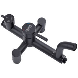 Душевая стойка Kroner KRP Edelstahl Klassisch-SCH063 со смесителем и душевым гарнитуром черный CV025650