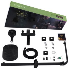 Душова стійка Kroner KRP Edelstahl Kubus-SCH063 із змішувачем та душовим гарнітуром чорний CV022979