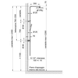 Душевая стойка Ponsi Round с термостатом хром BNCOLCRTRM0011