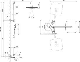 Душевая стойка Ravak 10° Free со смесителем и душевым набором матовый черный X070643