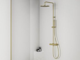 Душевая стойка Ravak Espirit с термостатическим смесителем золото матовое X070614