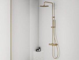 Душевая стойка Ravak Espirit с термостатическим смесителем розовое золото матовое X070498