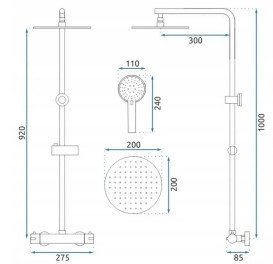 Душова стійка Rea Bliss із термостатом матове золото REA-P8413