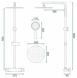 Душевая стойка Rea Bliss с термостатом черный REA-P8804