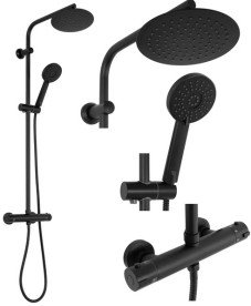 Душова стійка Rea Bliss із термостатом чорний REA-P8804