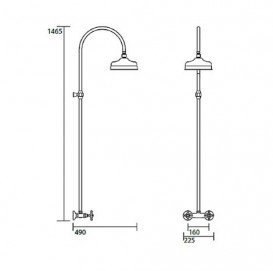 Душова стійка з верхнім душем Kerasan Retro Ø20 см хром 7397K0