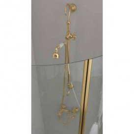 Душова стійка з верхнім душем Kerasan Retro Ø20 см і душовим комплектом золото 7398K1