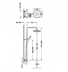 Душова стійка Tres Canigo Plus з термостатом хром 21839501
