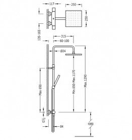 Душова стійка Tres Class-Tres термостатична з верхнім і ручним душем хром 20538501