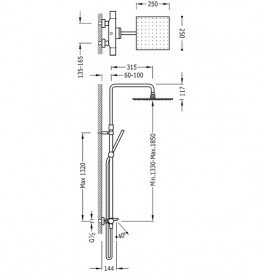 Душевая стойка Tres Class-Tres термостатическая с каскадным изливом хром 20531201