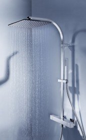 Душова стійка Tres Cuadro-Tres термостатична з верхнім і ручним душем хром 107395