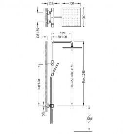 Душевая стойка Tres Cuadro-Tres термостатическая c верхним и ручным душем хром 00719501