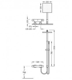 Душова стійка Tres Cuadro-Tres термостатична з верхнім і ручним душем хром 00738501