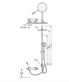 Душова стійка Tres Eco-Term термостатична з верхнім і ручним душем хром 190387