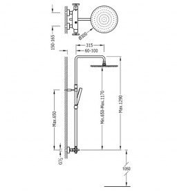 Душевая стойка Tres Max-Tres термостатическая c верхним и ручным душем хром 06321101