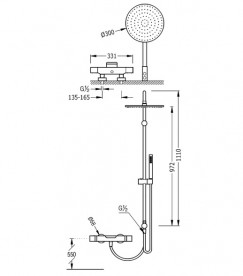 Душевая стойка Tres Max-Tres термостатическая с каскадным изливом 06138502