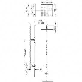 Душевая стойка Tres Project-Tres термостатическая c верхним и ручным душем хром 21139502
