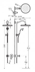 Душова стійка Tres Tres-Clasic з одноважільним вбудованим змішувачем хром 24217703