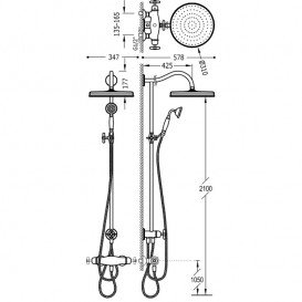 Душова стійка Tres Tres-Clasic з термостатом верхнім і ручним душем зістарена латунь 24219501LV