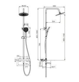 Душевая стойка VBI Milano с термостатом и душевым гарнитуром золото VBI-050111GL