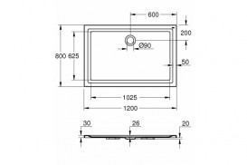 Душевой акриловый поддон Grohe 120x80 универсальный белый 39305000