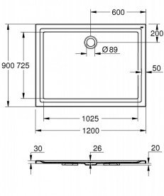 Душовою акриловий піддон Grohe 120x90 універсальний білий 39308000