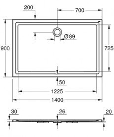 Душовою акриловий піддон Grohe 140x90 універсальний білий 39307000