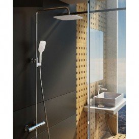 Душевой гарнитур Ravak Termo 300 TE 093.00/150 с верхним и ручным душем и термостатическим смесителем хром/белый X070099