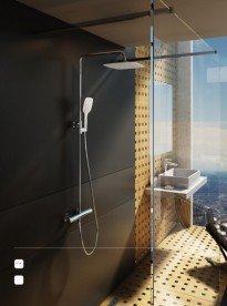 Душевой гарнитур Ravak Termo 300 TE 093.00/150 с верхним и ручным душем и термостатическим смесителем хром/белый X070099