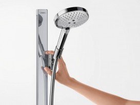 Душовий гарнітур зі штангою Hansgrohe колекція Raindance Select S EcoSmart 120 3jet 150 см і мильницею хром 27647000