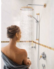 Душовий гарнітур зі штангою Hansgrohe колекція Raindance Classic 100 AIR хром / золото 27843090