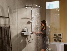 Душевой гарнитур со штангой Hansgrohe коллекция Raindance Select S EcoSmart 120 3jet 90 см хром/белый 27649400