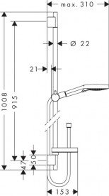 Душовий гарнітур зі штангою Hansgrohe колекція Raindance Select S 120 3jet P 90 см хром 27667000