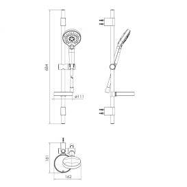Душовий гарнітур зі штангою Imprese хром 6801103
