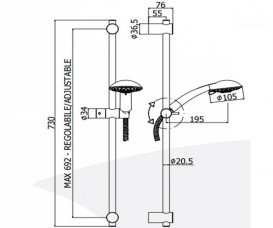 Душевой гарнитур со штангой Paffoni Prince хром  ZSAL 120 CR