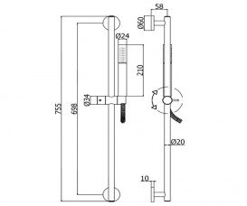 Душевой гарнитур со штангой Paffoni Life хром ZSAL 135 CRAG