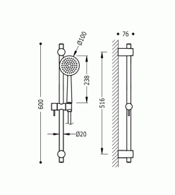 Душевой гарнитур со штангой Tres Aqua Plus латунь хром 06184902