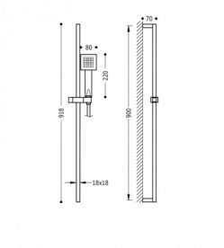 Душевой гарнитур со штангой Tres Cuadro-Mini хром 134522