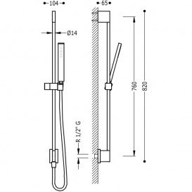 Душевой гарнитур со штангой Tres Showers латунь сталь 03493201AC