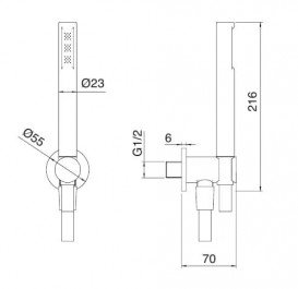 Ручний душ Treemme Ran з виходом і шлангом чорний матовий 2705NN74