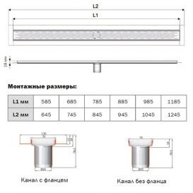 Душовою канал ACO ShowerDrain C 70х985 мм з вертикальним випуском без сифона з фланцем нержавіюча сталь 408732